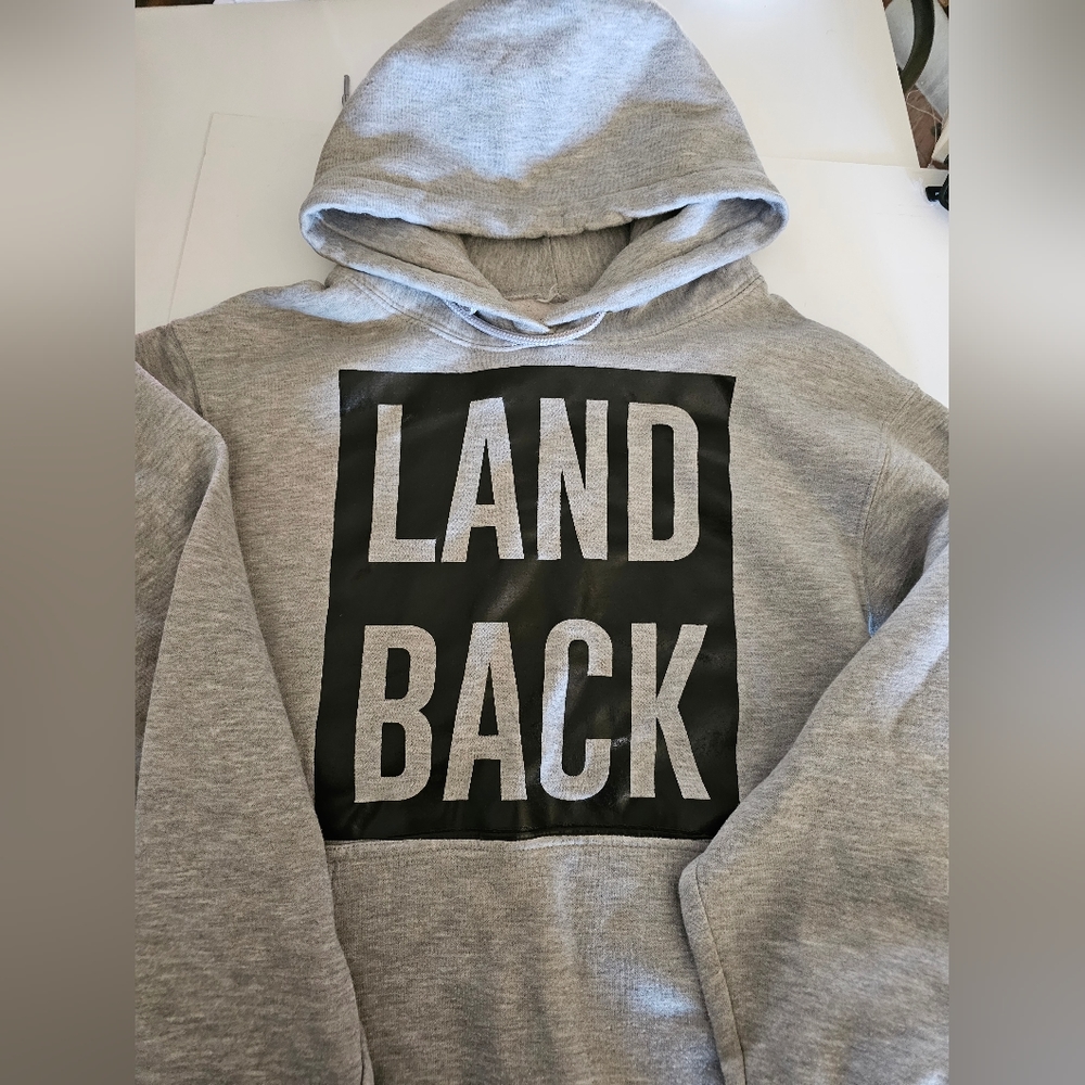 LAND BACK Hoodie Sweatshirt size medium